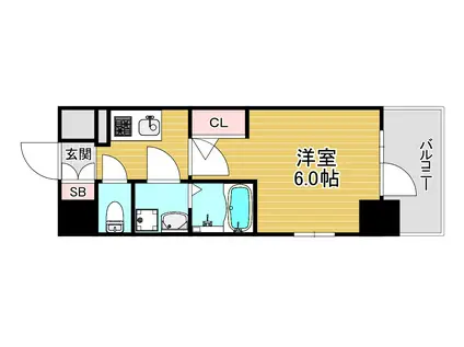 エスリード弁天町桜通レジデンス(1K/4階)の間取り写真