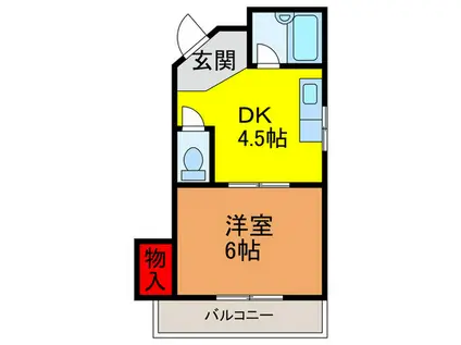 グランディオーズ中町(1DK/2階)の間取り写真