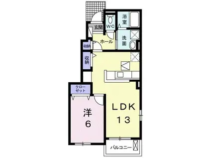 クラール元山B(1LDK/1階)の間取り写真