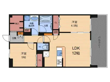 グランヴィラッセ北梅田(2SLDK/6階)の間取り写真