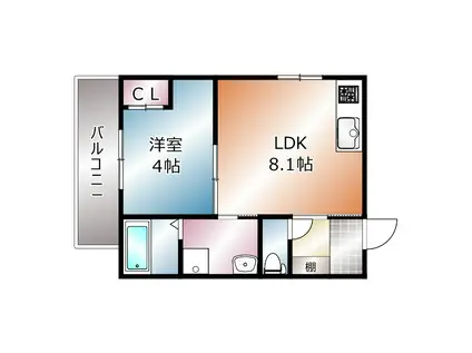 LEROY駒ヶ林(1LDK/2階)の間取り写真