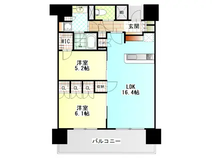 レーベン小田原THE TOWER(2LDK/11階)の間取り写真