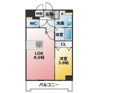 プレサンス高畑ルミア(1LDK/11階)の間取り写真