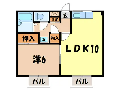 赤尾ハイツ(1LDK/2階)の間取り写真