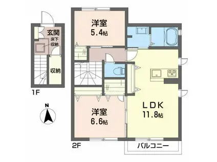 シャーメゾン多賀城(2LDK/2階)の間取り写真