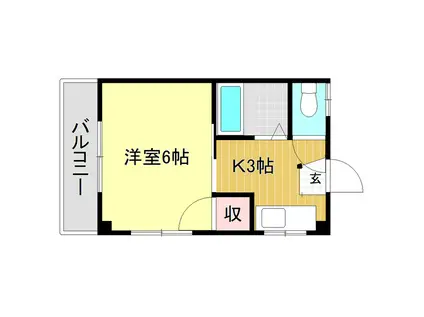 小倉ハイツ(1K/2階)の間取り写真