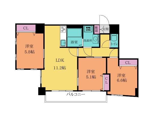 MDIロイヤルレジデンス大手町(3LDK/3階)の間取り写真