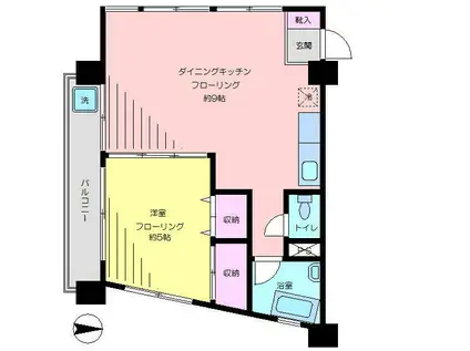 清和マンション(1DK/6階)の間取り写真