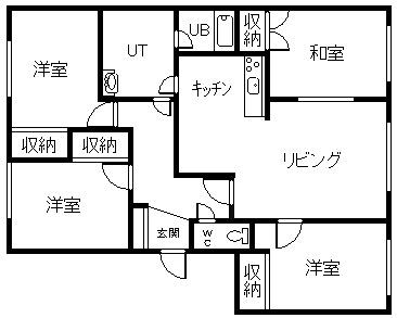 リベライン神楽(4LDK/4階)の間取り写真
