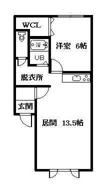 徳田マンションA(1LDK/1階)の間取り写真