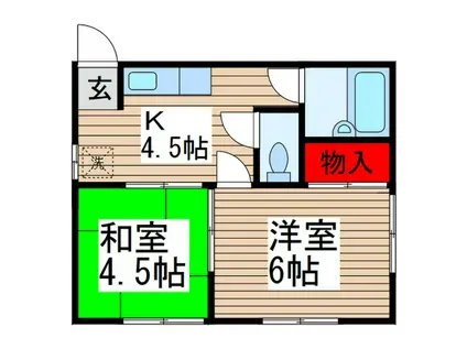 グリーンハイツあかね(2K/1階)の間取り写真