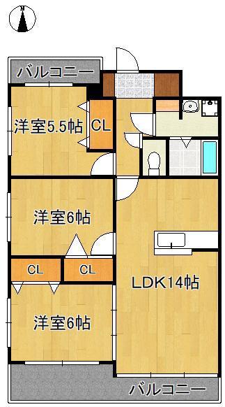 ERURISUTON KATO(3LDK/5階)の間取り写真