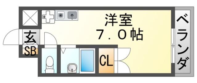プレリュード江坂(ワンルーム/3階)の間取り写真