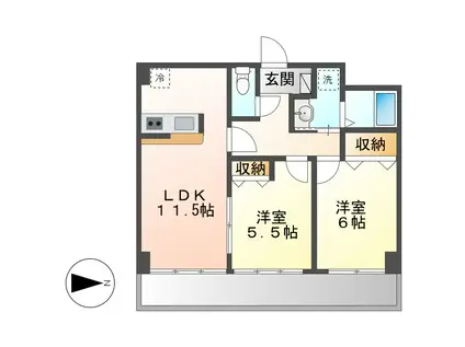 ウィル猫洞(2LDK/3階)の間取り写真