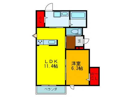 ドリーム橋波(1LDK/3階)の間取り写真