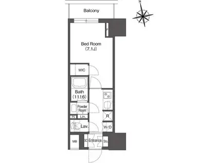 コンフォリア東上野(1DK/7階)の間取り写真