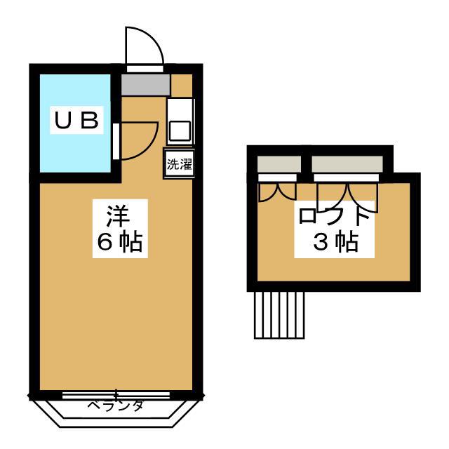 ムーンシャトル(ワンルーム/1階)の間取り写真