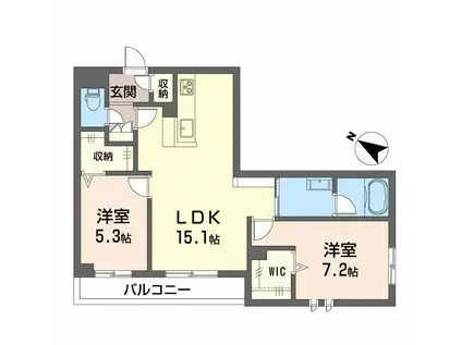 フルールブラン(2LDK/2階)の間取り写真