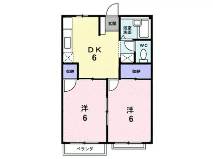 エルディムルナA(2DK/2階)の間取り写真