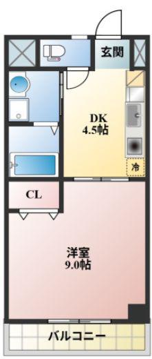 コザックス(1K/5階)の間取り写真