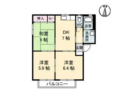 ブロッサム井口(3DK/2階)の間取り写真