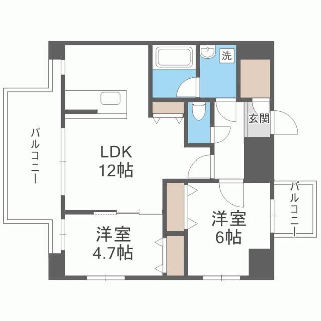 MODERN PALAZZO 博多デュオグランデウエスト(2LDK/9階)の間取り写真