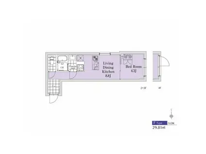 EXAM新中野II(1LDK/2階)の間取り写真