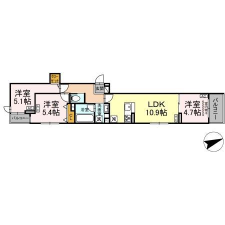 セレスティア一之江(3LDK/3階)の間取り写真