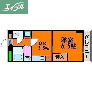 ハピネスプラザ(1DK/3階)の間取り写真