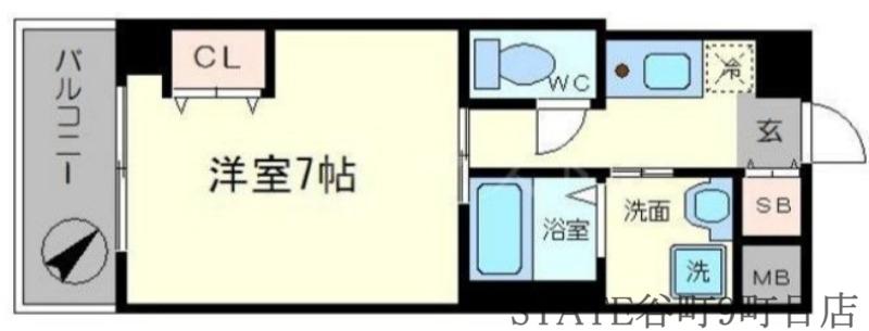 ELLE難波ウエスト(1K/10階)の間取り写真