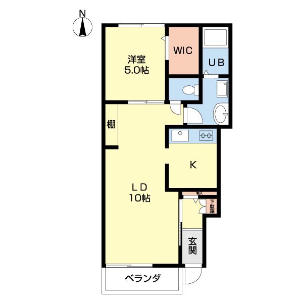 ネクスト小山の森II(1LDK/1階)の間取り写真