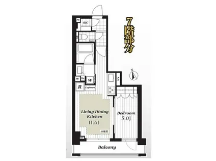 オーフンレシテンシア麻布六本木(1LDK/7階)の間取り写真