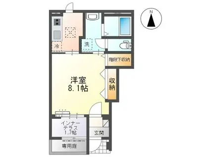 オリーブ(1K/1階)の間取り写真