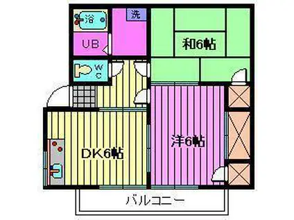 やまそうハイツB棟(2DK/1階)の間取り写真