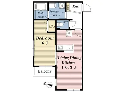 PARK DRIVE COURT(1LDK/2階)の間取り写真