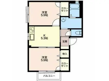 エクセラン馬渕(2K/1階)の間取り写真