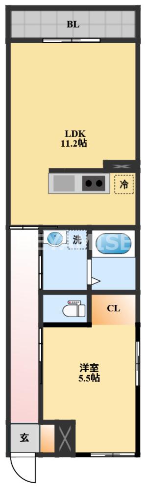 EXCEL長田B(1LDK/1階)の間取り写真