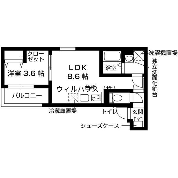 フォレなかもずサウス(1LDK/2階)の間取り写真