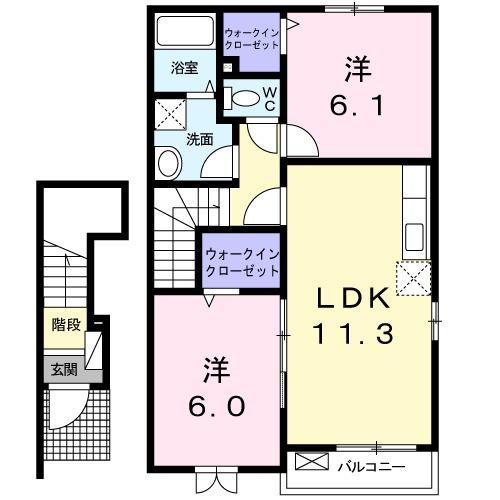 ガーデンハウス フリーデ(2LDK/2階)の間取り写真