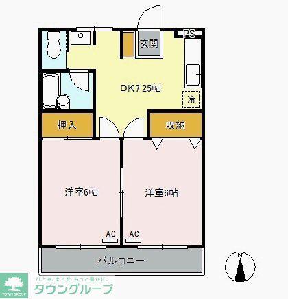 ウィンザー篠崎(2DK/1階)の間取り写真