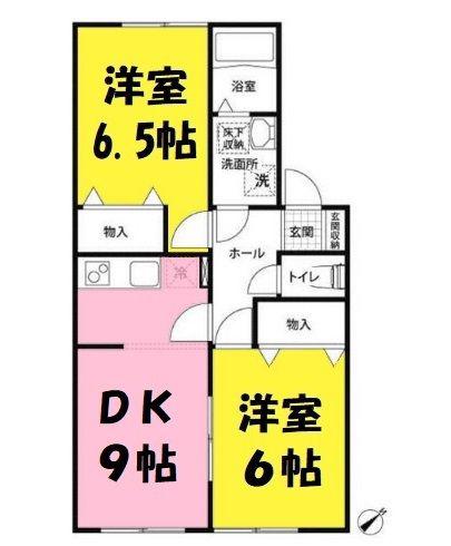 ベルリード(2DK/1階)の間取り写真