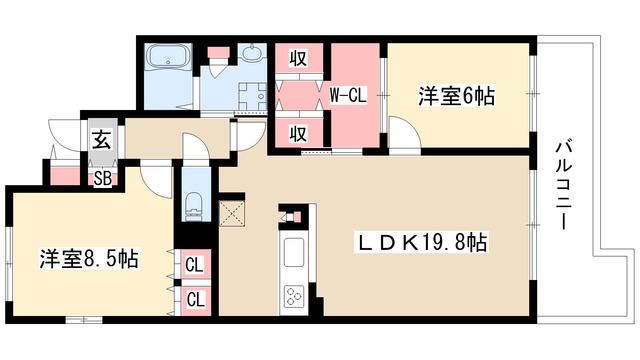 アイユー八事(2LDK/2階)の間取り写真