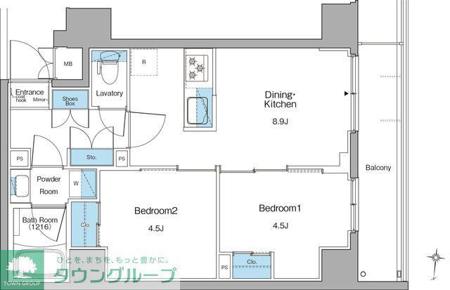 ルフォンリヴェント清澄白河(2DK/10階)の間取り写真