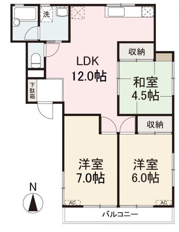 さつきヶ丘ハイツ(3LDK/1階)の間取り写真