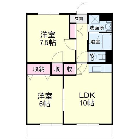 トップアイルII(2LDK/3階)の間取り写真