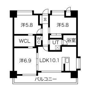 ヒルクレスト菊陽グランデ(3LDK/9階)の間取り写真