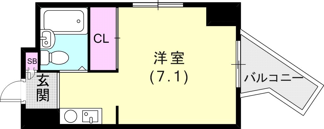 シンプルライフ荒田(1K/2階)の間取り写真