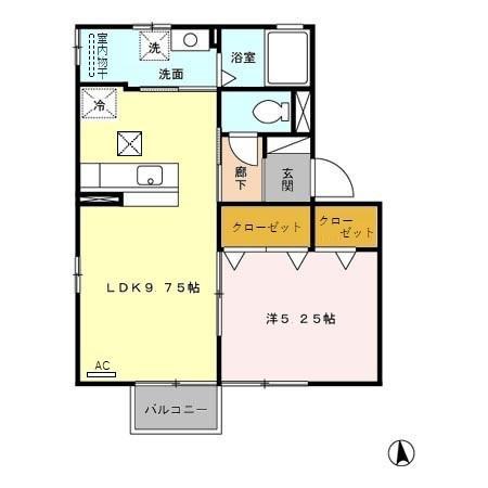 モアコート禅(1LDK/1階)の間取り写真