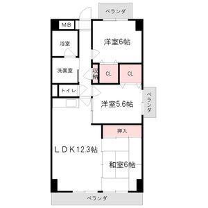 カーサ薬師寺(3LDK/2階)の間取り写真