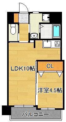 アンテス上到津(1LDK/4階)の間取り写真